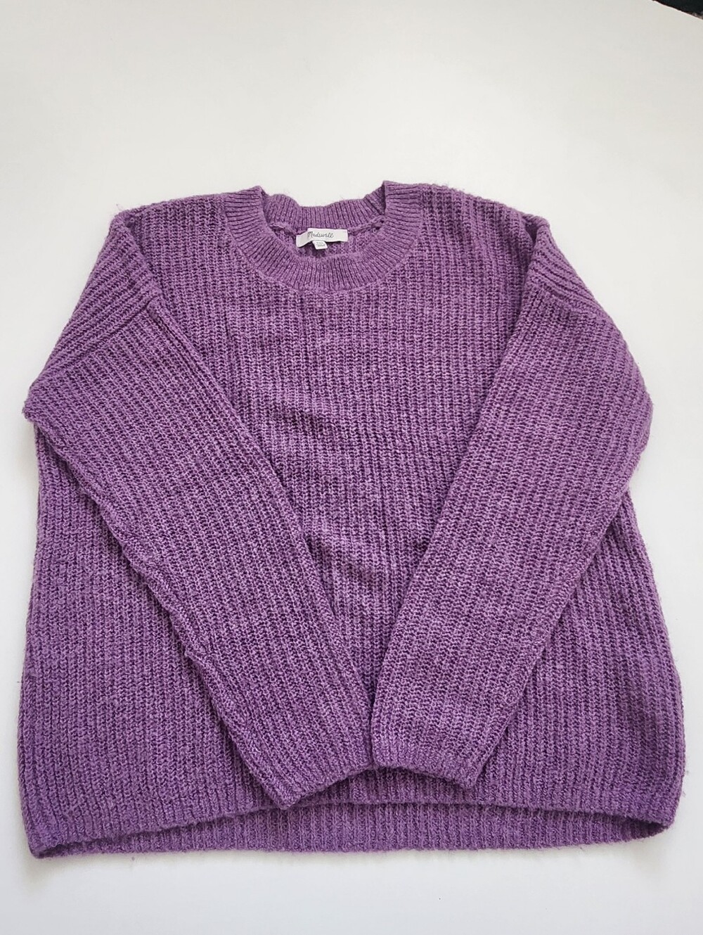 ​Madewell Purple Alpaca Blend Ribbed Crewneck Knit Sweater XXS